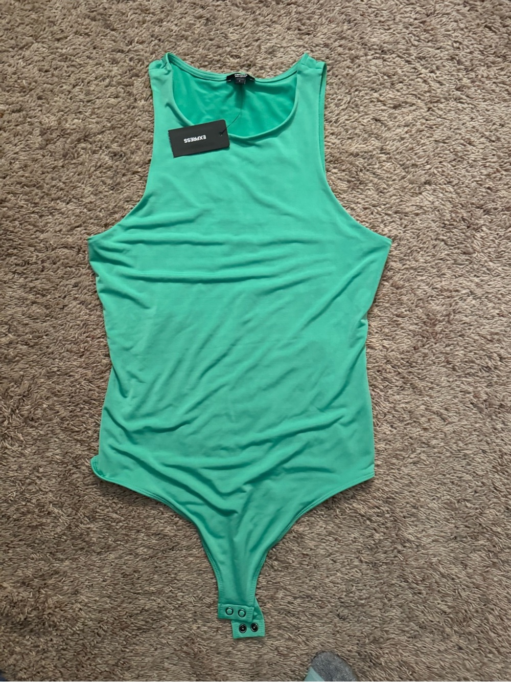 NWT Express Green High Neck Sleeveless Bodysuit Size S